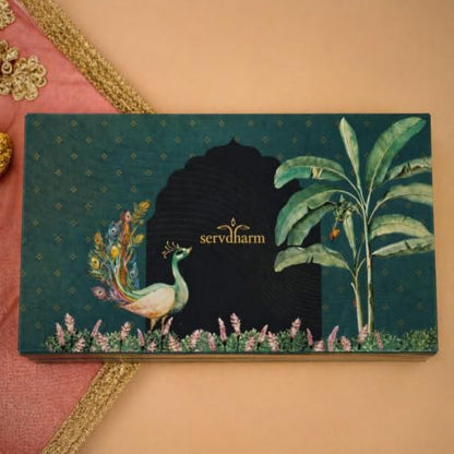 Servdharm Durga MATA Pocket Temple with Charan Paduka and Sacred Mantra | Sherawali MATA Pooja Box - Brown Gold 8.3"x4.5" for Wedding, Housewarming Gift and Home Temple
