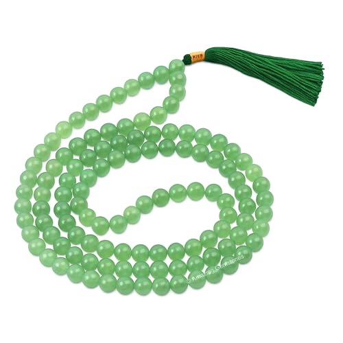 Amazing Gemstone Green Aventurine Mala Beads - 108 Prayer Beads for Meditation and Mindfulness Practice, Handcrafted Mala Beads with Natural Gemstones for Spiritual Healing and Relaxation (Plain) - color: Green Aventurine, style: Plain