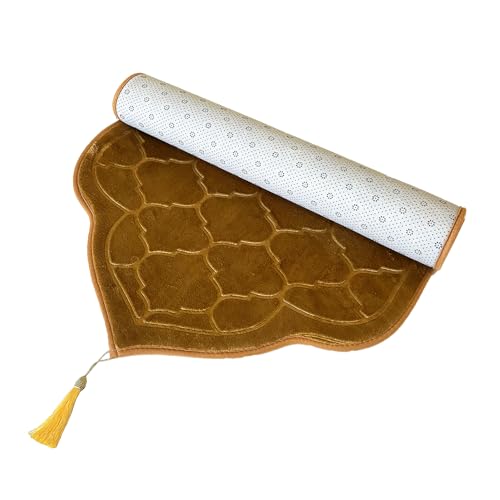 JE JOUE Prayer Rug Muslim Mat Islamic - Thickening Sponge Muslim Rug for Men Women Eid Travel Ramadan, Soft Luxury Great for Knees and Forehead （Champagne） - color: Champagne