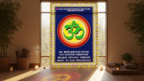 Om/Aum Cotton Batik Wall Hanging Painting Yoga : Size 43"x30" Inches - color: Aum/ Om