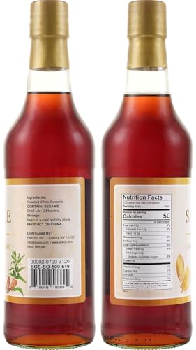 Soeos Sesame Oil, Toasted Sesame Seed Oil, 16.9 Fl Oz (500 ml), Nutty Flavor, Perfect for Asian Food, Noodles, Soup, Baking, and Stir-Fry - size: 16.9 Fl Oz (Pack of 1)