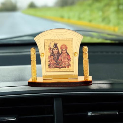 Shiv Parivar Golden Foil (Plated) for Car Dashboard Showpiece Home Décor