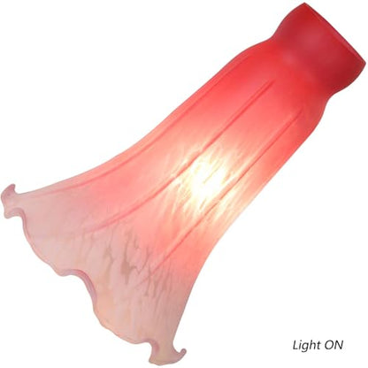 Bieye LS72 Lily Flower Blown Glass Lampshade (Red White, Opening I.D. 1.26" x O.D. 1.5") - color: Red White, size: Large I.D. 1.26" x O.D. 1.5"