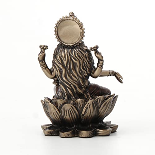 Veronese Design 3 3/8" Lakshmi Sitting on Lotus Spiritual Resin Statue Painted Bronze Finish