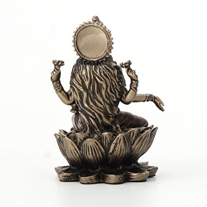 Veronese Design 3 3/8" Lakshmi Sitting on Lotus Spiritual Resin Statue Painted Bronze Finish