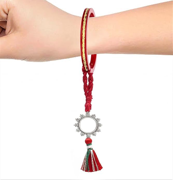 MEENAKARI HERITAGE JEWELLERY 925 Sterling Silver handmade cotton thread Rakhi with a Rakshabandhan card