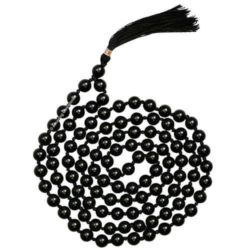 Amazing Gemstone Black Tourmaline Mala Beads - 108 Prayer Beads for Meditation and Mindfulness Practice, Handcrafted Mala Beads with Natural Gemstones for Spiritual Healing and Relaxation (Knotted) - color: Black Tourmaline, style: Knotted