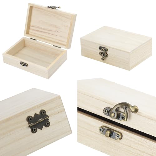 10 Pack 5.83 x 3.86 x 1.88 Inches Small Rectangle Wooden Box, Unfinished Wood Boxes, Perfect for DIY Projects and Storage.