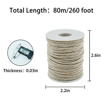 260 Foot Candle Wick, 24 PLY Braided Candle Wick Spool, Cotton & Paper Interwoven Core, Candle Wicks for Candle Making, Candle Wick Roll for DIY Candle Craft Making