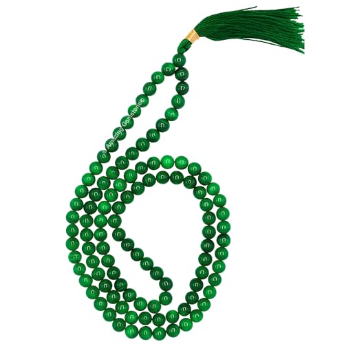 Amazing Gemstone Japa Mala 108 Prayer Beads Necklace and Wrist Mala Bracelet for Meditation - color: Malachite, size: Without Knots