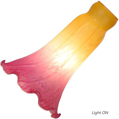 Bieye LS12 Lily Flower Blown Glass Lampshade (Yellow Pink, Opening I.D. 1.26" x O.D. 1.5") - color: Yellow Pink, size: Large I.D. 1.26" x O.D. 1.5"