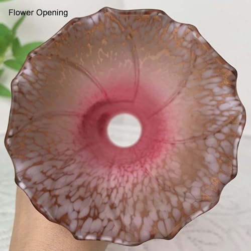 Bieye LS71 Lily Flower Blown Glass Lampshade (Red Brown, Opening I.D. 1.26" x O.D. 1.5") - color: Red Brown, size: Large I.D. 1.26" x O.D. 1.5"