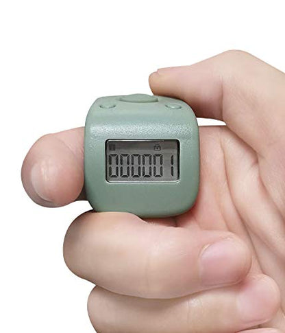 Rechargeable Silent Finger Counter 6 Channels Digital Tasbih Tally Clicker with LED for Prayer Knitting Sports Gift - color: Green X
