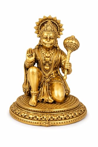 BEXCO Sitting Hanuman Ji Brass Idol Approx 1.75" inch Height | Bajrangbali Sankat Mochan Hanuman Murti Statue Figurine Perfect for Puja, Home Office Table Sculpture (1.75 inch) - size: 1.75 inch