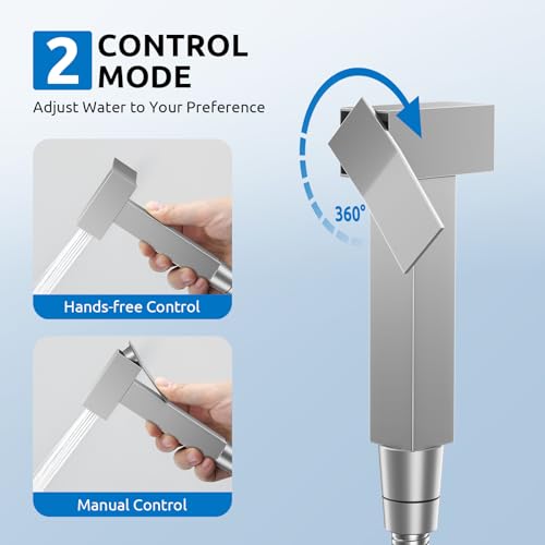 Arofa Built-in Hot and Cold Bidet Sprayer for Toilet, Warm Water Bidet - color: Brushed Nickel, size: Built-in Hot & Cold Water Modes-Square