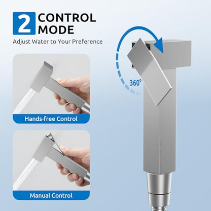 Arofa Built-in Hot and Cold Bidet Sprayer for Toilet, Warm Water Bidet - color: Brushed Nickel, size: Built-in Hot & Cold Water Modes-Square