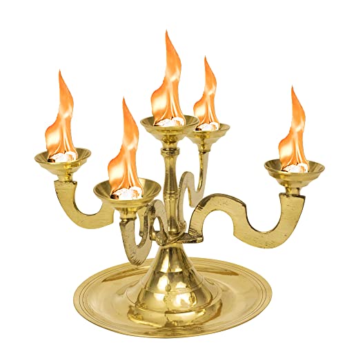 Spillbox Kapoor|Karpoor Panch Aarti Diya 5 Face Jyoti Diya Stand Burner Brass Karpuram Arathi|Arthi| Arti|Arathi |Camphor Stand for Dhoop Puja Camphor Dani Holder Mandir Home Office Decor – Anjikali