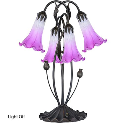 Bieye LS03 Lily Flower Blown Glass Lampshade (White Purple, Opening I.D. 1.26" x O.D. 1.5") - color: White Purple, size: Large I.D. 1.26" x O.D. 1.5"