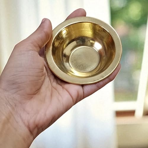 Set of 6 Brass Katori Prasad Bowls 2.75 Inch | Small Pooja Bowls for Temple, Prasadam, Bhog, Kitchen & Dining | Traditional Brass Serving Bowls for Festivals, Rituals, Gifting & Home Décor