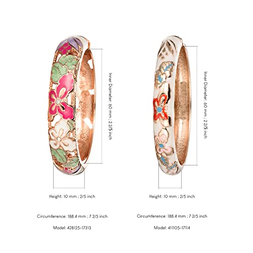 UJOY Fashion Cloisonne Bracelets Plated Butterfly Filigree Enameled Womens Gifts Bangles Spring Hinged 88A09 - color: 2 Pcs/Set-A09-White