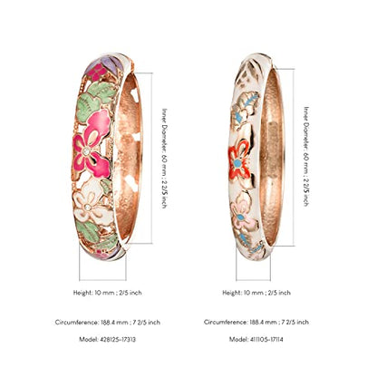 UJOY Fashion Cloisonne Bracelets Plated Butterfly Filigree Enameled Womens Gifts Bangles Spring Hinged 88A09 - color: 2 Pcs/Set-A09-White