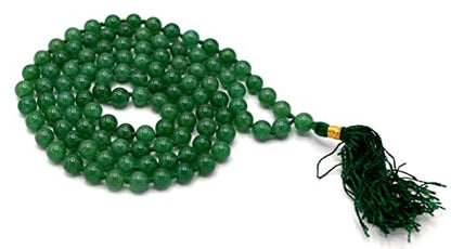 Amazing Gemstone Japa Mala 108 Prayer Beads Necklace and Wrist Mala Bracelet for Meditation - color: Green Aventurine, size: Hand Knotted