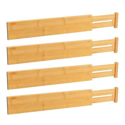 Utoplike Kitchen Drawer Divider, Expandable Bamboo Drawers Organizer 3.2" H - color: Natural, size: 3.2"H, Large
