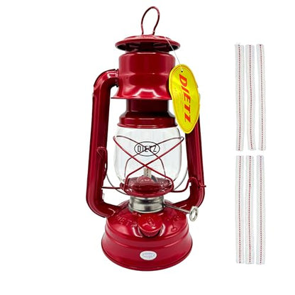 Light of Mine - Dietz #76 Original Red Oil Lantern Bundle Including 6-Pack of 100% Cotton 1/2" Replacement Wick Strips (#76, Red) - style: Red