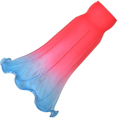 Bieye LS67 Lily Flower Blown Glass Lampshade (Red Blue, Opening I.D. 1.26" x O.D. 1.5") - color: Red Blue, size: Large I.D. 1.26" x O.D. 1.5"
