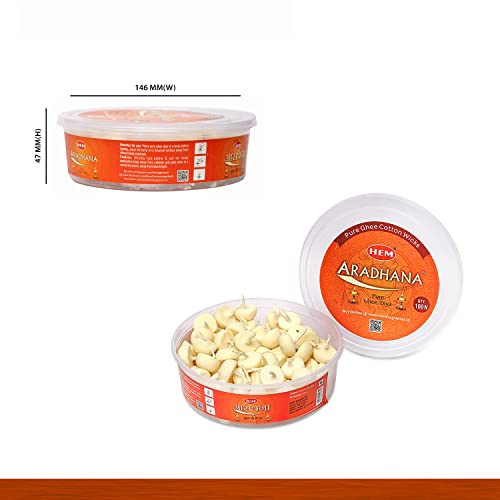 Hem Aradhna Pure Ghee Diya with Batti Pack of 100 Diyas | Pooja Room Items for Home | Wax Free | Ghee Wicks for Prayers, Rituals & Special Occasions | Burning Time: 30 mins