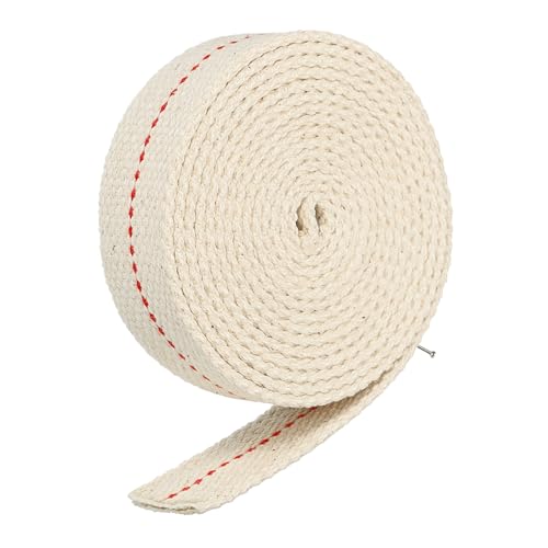 MECCANIXITY Oil Lamp Wick 25mm(1") Flat Wide 16.4 Foot Cotton Lanterns Wick with Red Stitch for Kerosene Burner Lighting, 1 Roll - color: Red, size: 25mm(1")