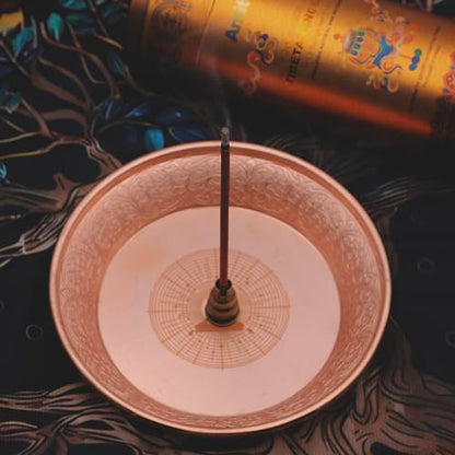 Copper Offering Prayer Ritual Bowl Plate - Great for use Meditation,Witches,Smudging, Incense,Candle Dish, Ash Catcher,Jewelry Dish (Meditation Poster) - style: Meditation Poster