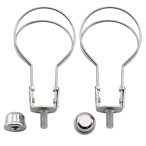 2 Set Lamp Shade Light Bulb Clip Adapter with Solid Lamp Finial - color: Silver