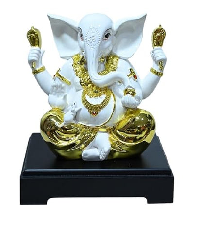 9.5 Inch White Polyresin Lord Ganesha Vinayaka Vignesha Idol for Home Decor Statue Figurine Murti Showpiece K4779 - size: Model 6 - 9.5 Inch White