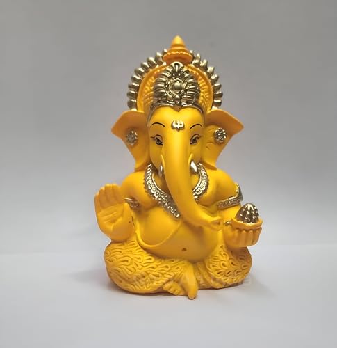 Gold Art India Mango Terracotta Finish Ganesha for Car Dashboard Home Decor Gifting Diwali Birthday Festivals 3.5 x 2 Inches - color: Mangoterracotta