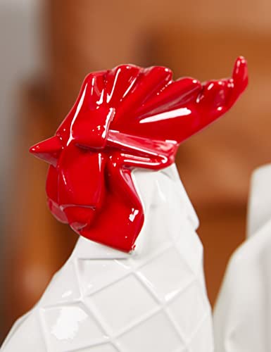Rooster Sculpture Statue Animal Figurine Modern Decor 12.2 Inch - color: White