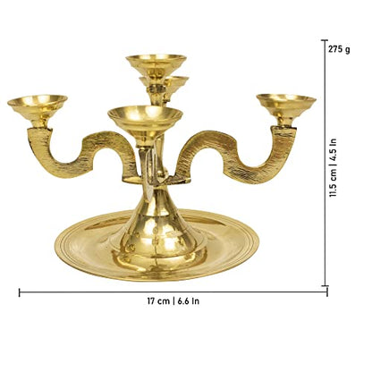Spillbox Kapoor|Karpoor Panch Aarti Diya 5 Face Jyoti Diya Stand Burner Brass Karpuram Arathi|Arthi| Arti|Arathi |Camphor Stand for Dhoop Puja Camphor Dani Holder Mandir Home Office Decor – Anjikali