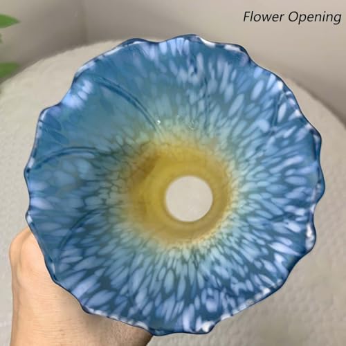 Bieye LS14 Lily Flower Blown Glass Lampshade (Yellow Blue, Opening I.D. 1.26" x O.D. 1.5") - color: Yellow Blue, size: Large I.D. 1.26" x O.D. 1.5"