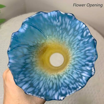 Bieye LS14 Lily Flower Blown Glass Lampshade (Yellow Blue, Opening I.D. 1.26" x O.D. 1.5") - color: Yellow Blue, size: Large I.D. 1.26" x O.D. 1.5"