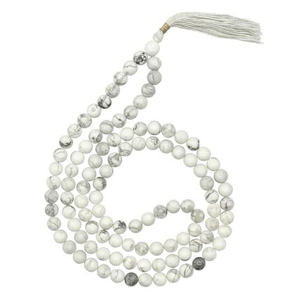 Amazing Gemstone Howlite Mala Beads - 108 Prayer Beads for Meditation and Mindfulness Practice, Handcrafted Mala Beads with Natural Gemstones for Spiritual Healing and Relaxation (Plain) - color: Howlite, style: Plain