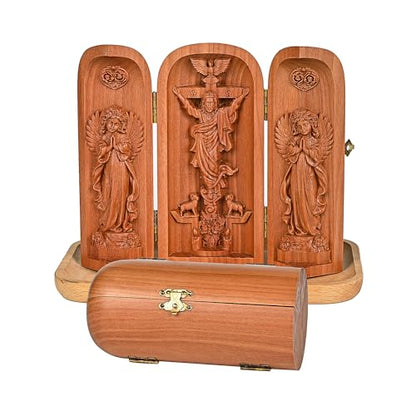 Wooden Jesus Statue Catholic Portable Triptych Altar-6 Inch - color: B-6 Inch