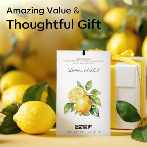 MYARO 12 Pack Lemon Scented Sachets, Closet Deodorizer Car Air Freshener - color: Lemon, size: 12 Packs