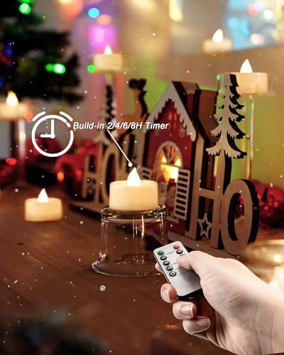 BEICHI 24Pcs Flameless LED Tea Lights with Remote & Timer,White Base,400Hrs - color: Warm White Light, White Shell, size: 24-Pack