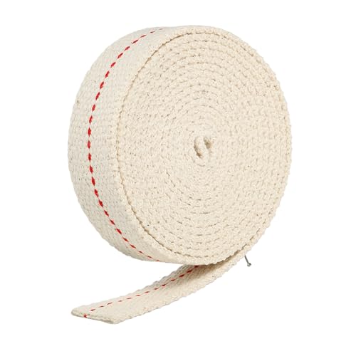 MECCANIXITY Oil Lamp Wick 22mm(7/8") Flat Wide 16.4 Foot Cotton Lanterns Wick with Red Stitch for Kerosene Burner Lighting, 1 Roll - color: Red, size: 22mm(7/8")