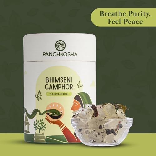 Bhimseni Camphor Tulsi Camphor for Pooja, Aarti & Meditation | Natural Aromatic Kapoor for Home Fragrance, Long Burning & Spiritual Ambience