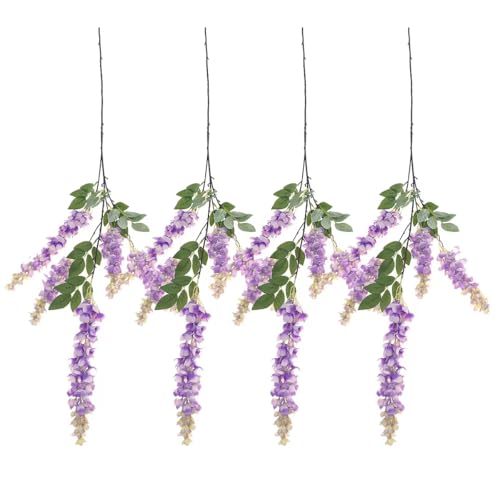 4pcs 47.2in Artificial Fake Wisteria Hanging Flower Garland Silk(purple) - color: Purple