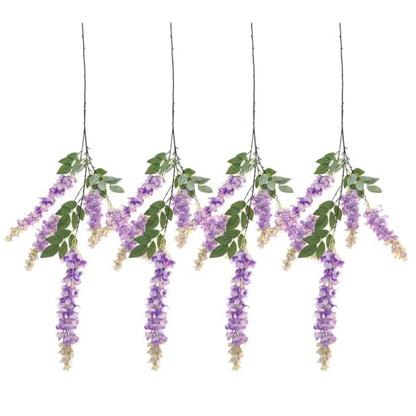 4pcs 47.2in Artificial Fake Wisteria Hanging Flower Garland Silk(purple) - color: Purple