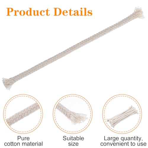 20PCS 1/4" Round Cotton Oil Lamp Wicks, Braided Replacement Wick