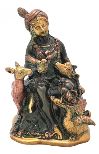 Exotic India Brass Krishna Idol Statue | Lord Krishna Pooja Temple Murti Idol Figurines Gift for Home Decor, Office, Table Decoration | Laddu Gopal | Bal Gopal