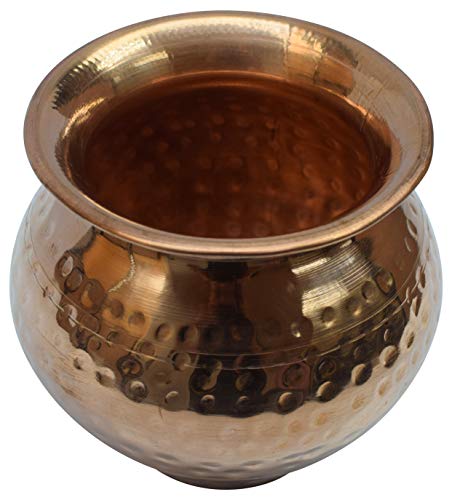 Indian Copper Large Kalash Lota Handmade Drinkware for Festival Puja